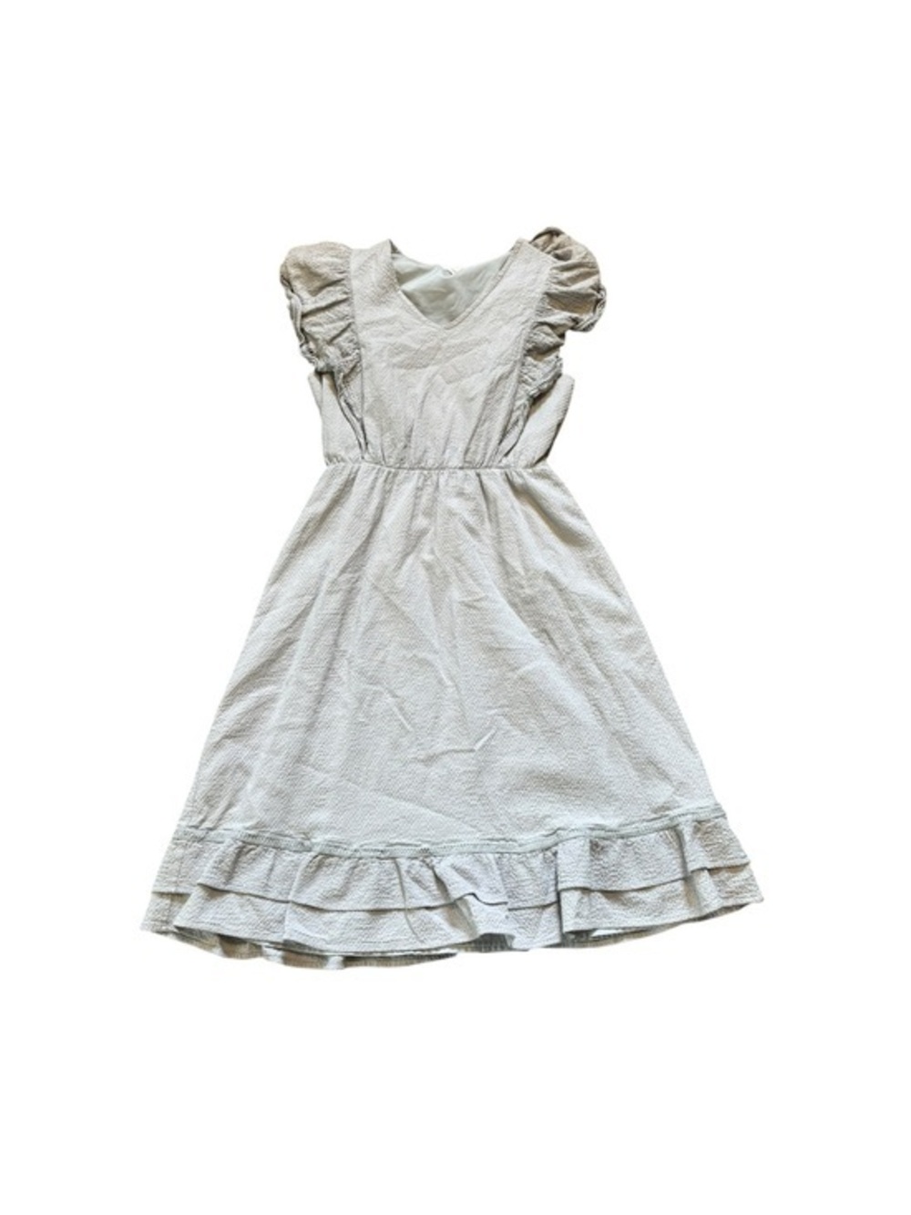 Downeast Cream Ruffle Sleeve Dress For Kids